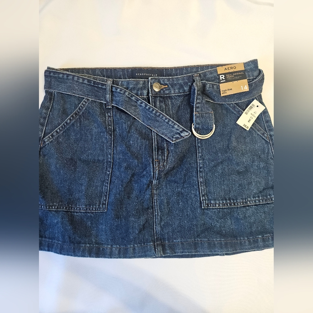 Aero Dark Blue Denim Mini Skirt
